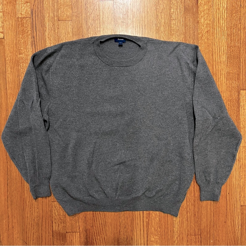 Faconnable Gray Merino Wool Crewneck Sweater XL
